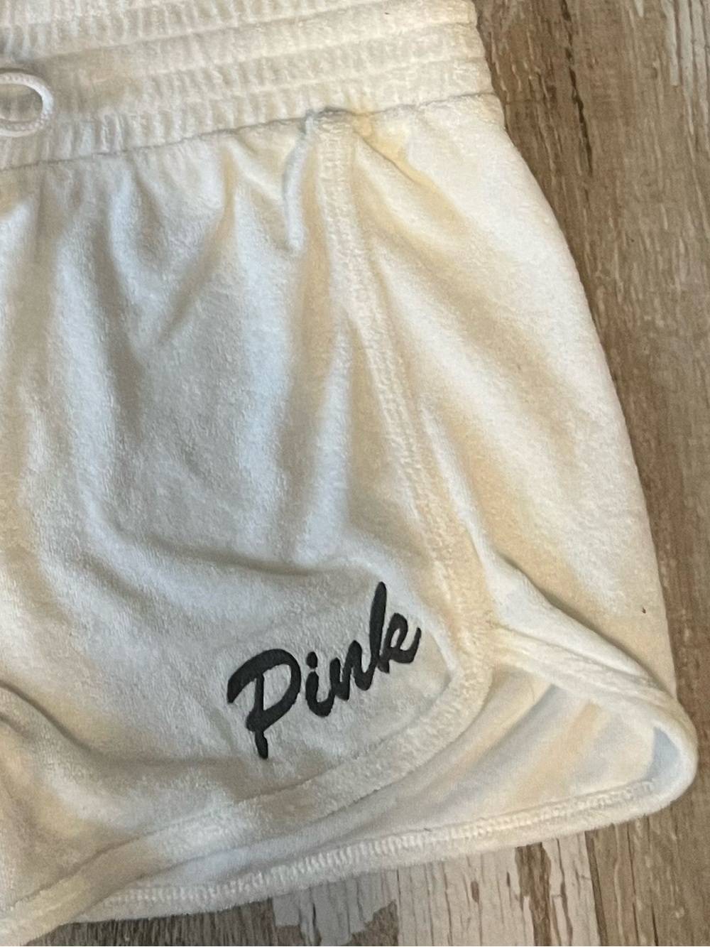 EUC!PINK💗VS SET(L)!Terry Cotton Varsity White Short&LOGO Black Floral Sport Bra! - Picture 6 of 10
